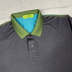 G/FORE Polo Shirt Mens XL Grey Teal Green Performance Golf Short Sleeve Luxury